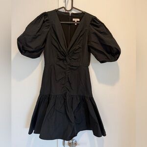 Rebecca Taylor Black Ruched Puff Sleeve Mini Dress Size 2